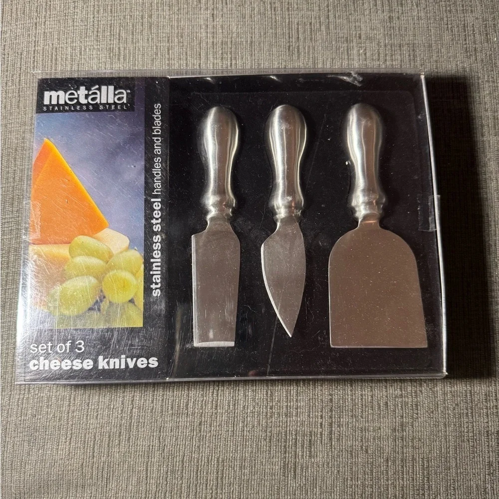 Metalla Stainless Steel Cheese Knives Set of 3 New in Box